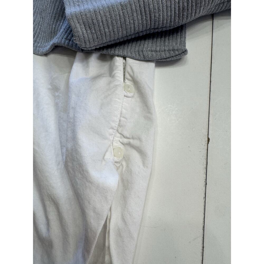 ZARA TRAFALUC COLLECTION GRAY & WHITE LAYERED TOP ZIPPER Mock NECK SMALL - Picture 2 of 7